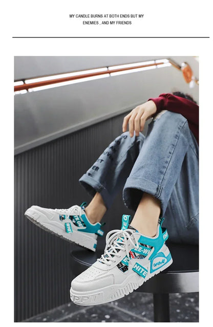 Nuove scarpe da uomo stile skateboard, sneaker estive in pelle casual fashion outdoor per running, sport, trekking e tennis, platform di lusso firmate