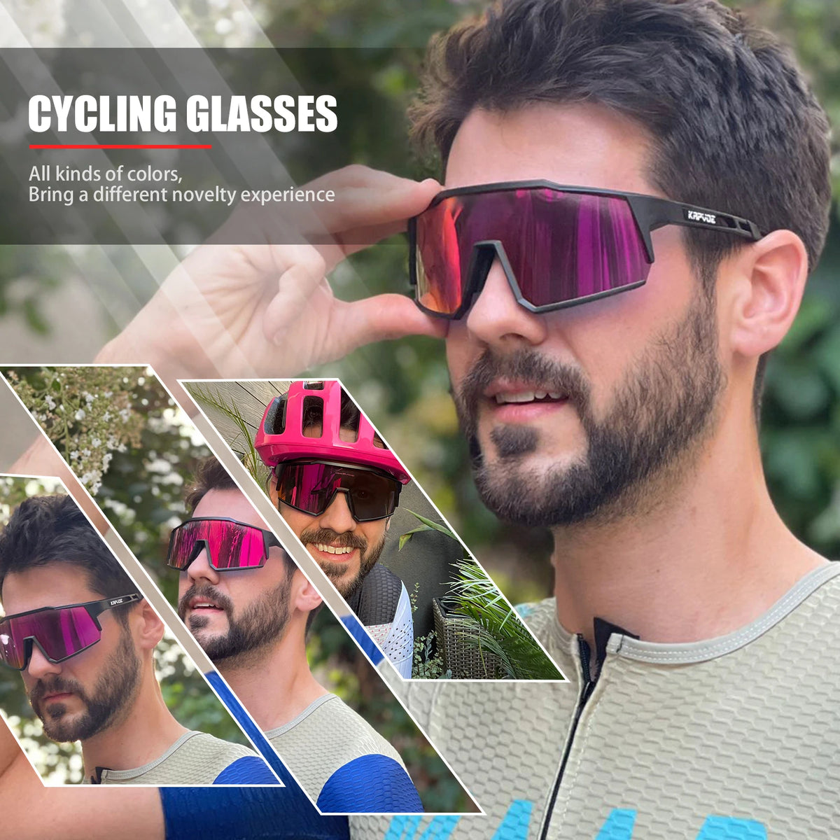 Kapvoe Sports Kørecykel Cykling Briller Løb Klatring Solbriller Udendørs til mænd og kvinder Cykling UV400-briller populære