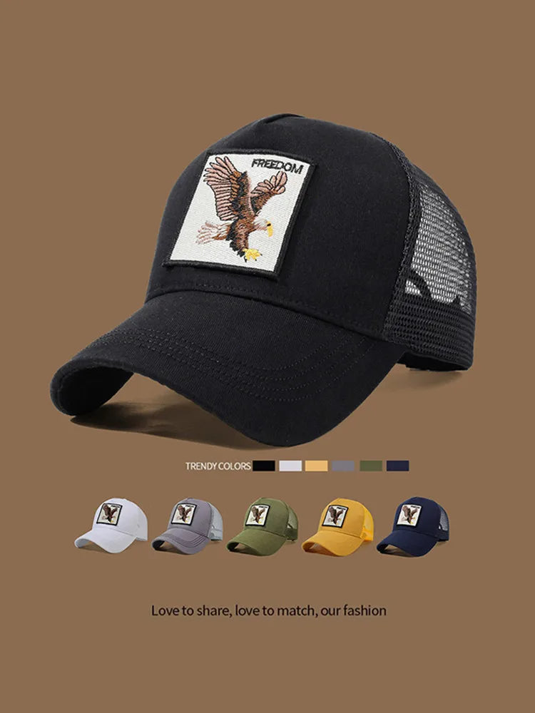 Gorra de camionero unisex con águila bordada y aplique: ideal para el día a día, para hacer deporte y como protección solar
