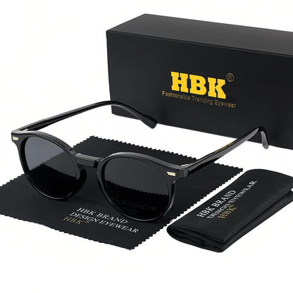 HBK Fashion polariserede solbriller til mænd, runde TR90-stel, modesolbriller til kvinder, kørsel, sport, UV400, Lunette De Soleil Homme