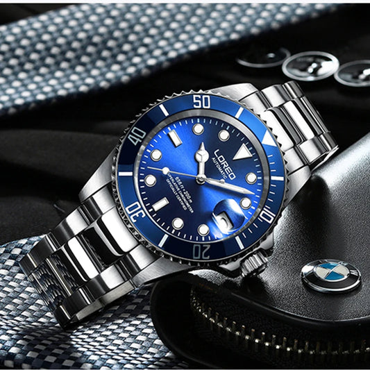 LOREO Original Men's Business Watch 20ATM Waterproof Wristwatch Top Brand Casual Sport Seagull Automatic Mechanical Watch Men
