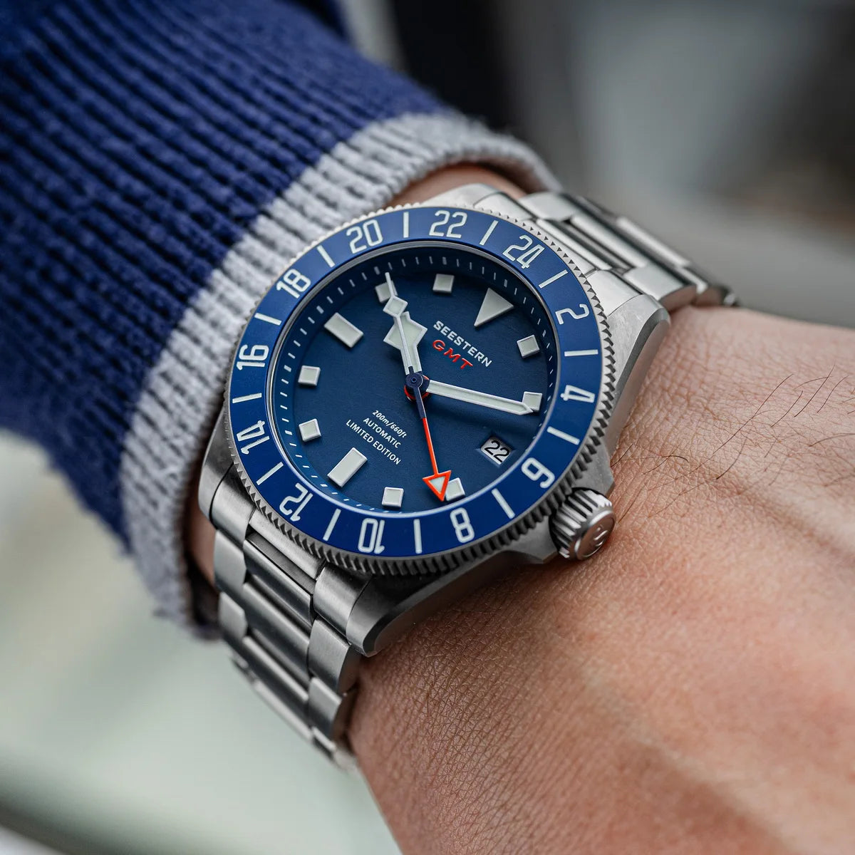 SEESTERN Diver Man Watch Titanium Automatic GMT Mechanical Wristwatch NH34 Movement Sapphire Crystal 20ATM Waterproof Lume S462