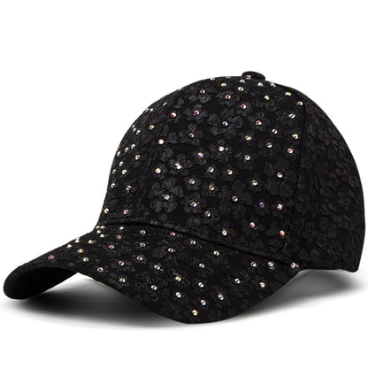 CNTANG Sommer-baseballkasket til kvinder med rhinestones og blomsterbroderi, snapback-kasket til kvinder, designer-solhat, hiphop-kasketter i Y2K-stil