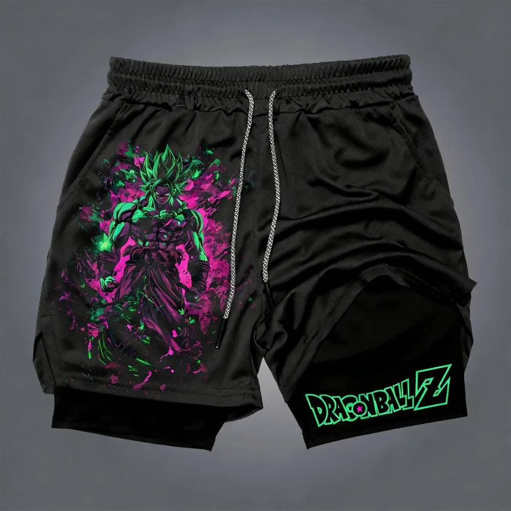 Dragon Ball Goku Unisex Harajuku Anime Printed 2026 Summer New Product Loose Sports Breathable Quick Drying Double Layer Shorts
