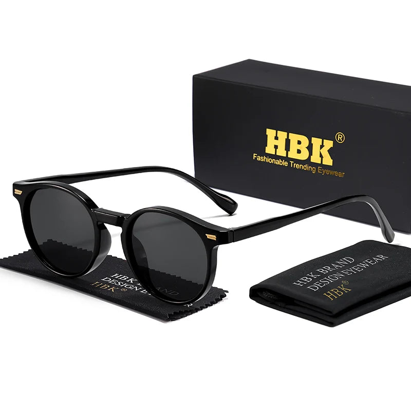 HBK Fashion polariserede solbriller til mænd, runde TR90-stel, modesolbriller til kvinder, kørsel, sport, UV400, Lunette De Soleil Homme