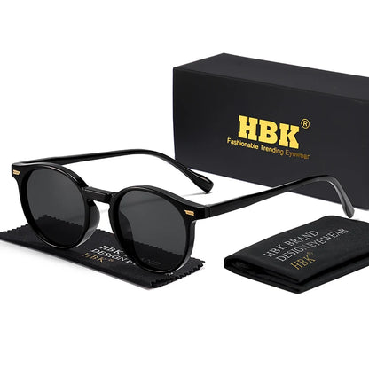 HBK Fashion polariserede solbriller til mænd, runde TR90-stel, modesolbriller til kvinder, kørsel, sport, UV400, Lunette De Soleil Homme