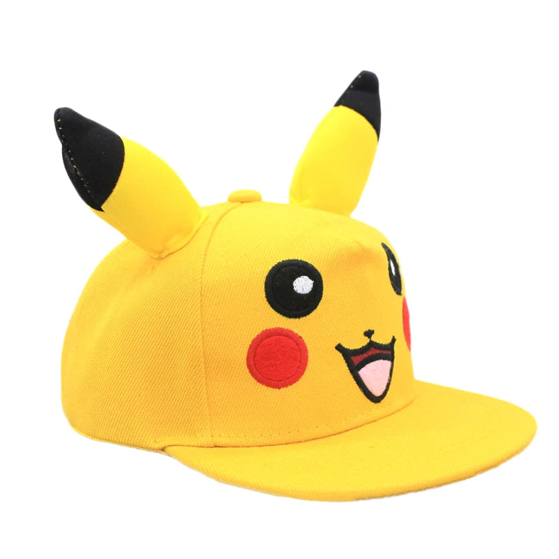 Pokémon-baseballkasket, Pikachu-hat, Pokémon-cosplay-hiphop-kasket til piger, drenge, børn, anime-figurer, legetøj, gave, tegneseriehat