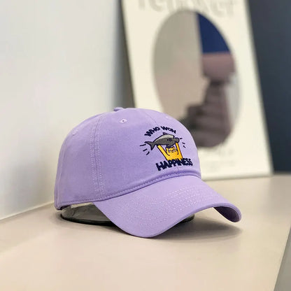 Baseball Cap Women Men Cat Fish Embroidery Snapback Hats For Women Dad Hat Female Couple Sunshade Outdoor Street Soft Top New
