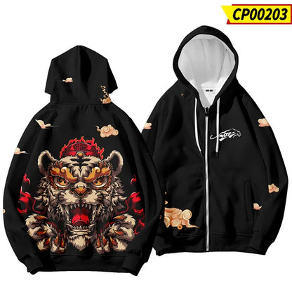 Sudaderas con capucha para hombre y niños, ropa de Año Nuevo chino con estampado 3D de dragón, moda streetwear cool, top con capucha