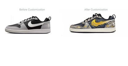 Custom Sneakers Nike Court Borough Custom "Black Gold Tarot & Apollo"  Low-Top Men's Sneakers
