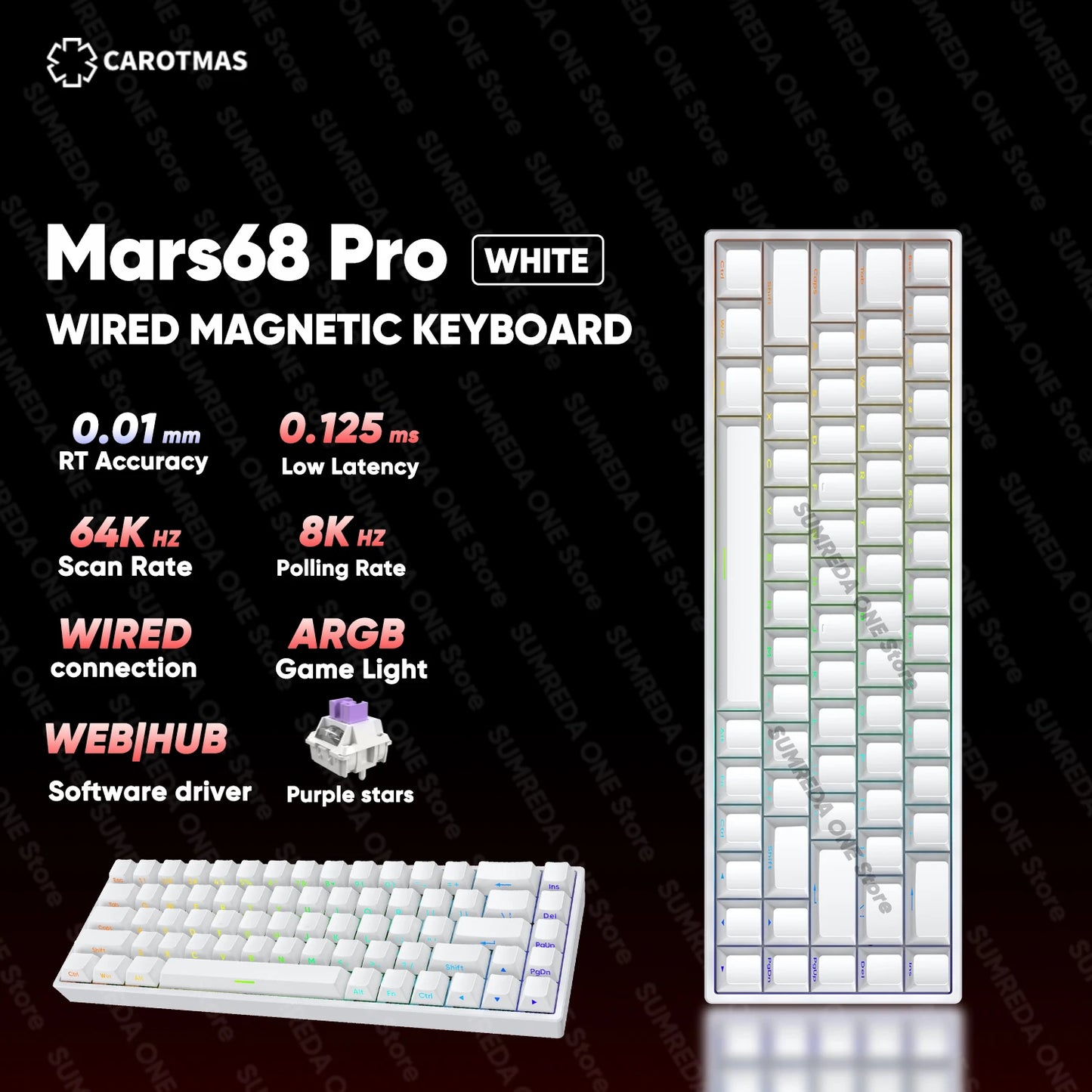 IROK Mercury68 Max Magnetic Mechanical Gaming Keyboard, 68-Key Wired 8K Rapid Trigger Keyboard with Hall Effect Switches, Hot-Swappable RGB Gaming Keyboard