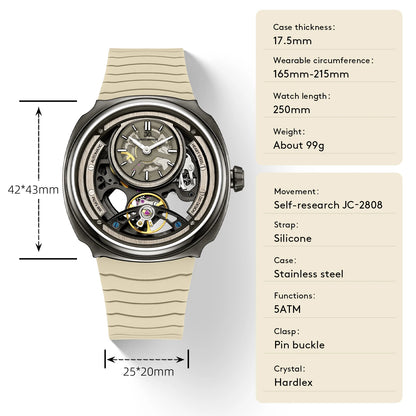 DANIEL GORMAN High Quality Men's Automatic Watch with Stylish Sports Silicone Strap 5 ATM Waterproof Mechanical Watches DG8127