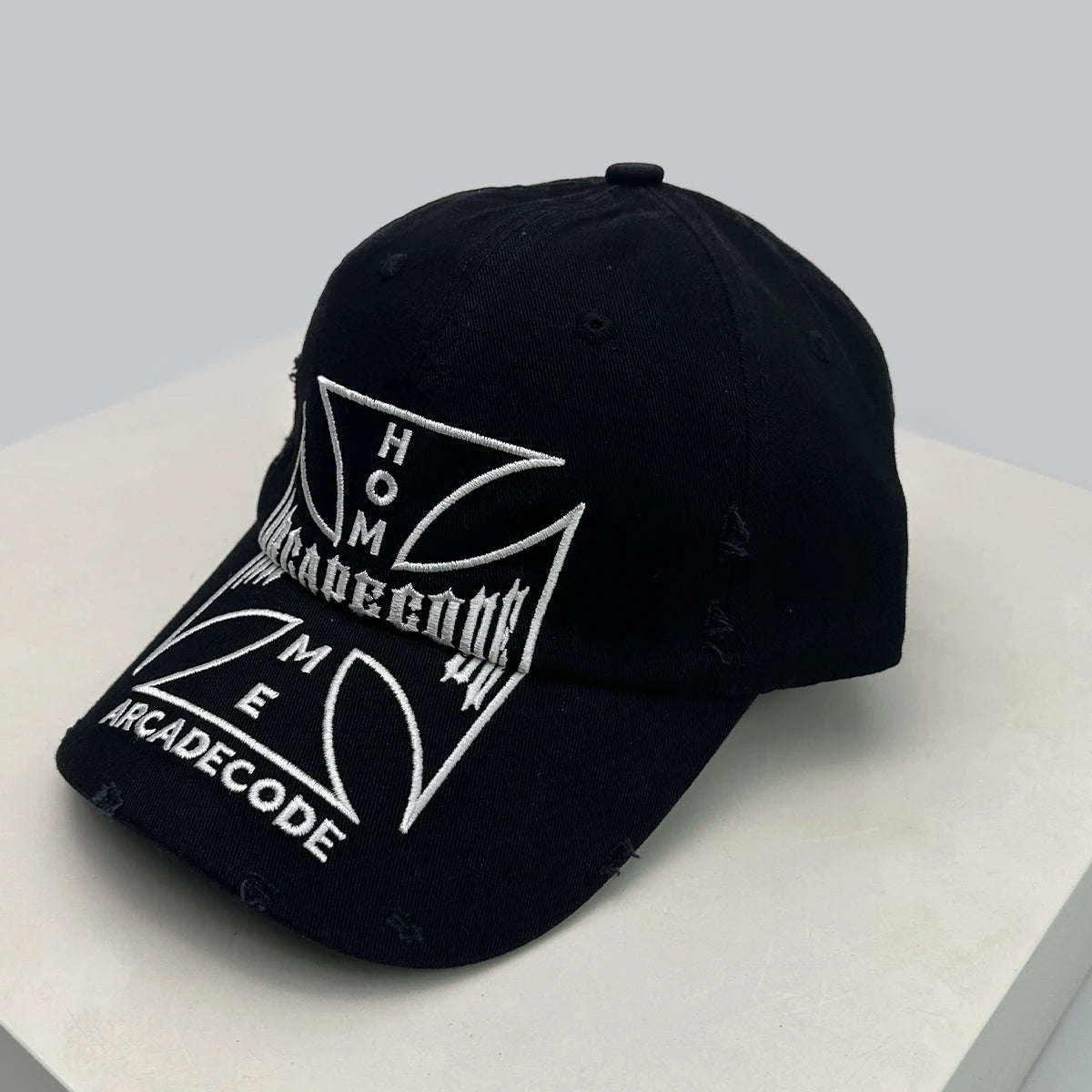 Unisex-baseballkasketter i brudt stil med broderet bull's-eye-kors, solskærm, personlige og alsidige kasketter med skygge, street fashion, hiphop