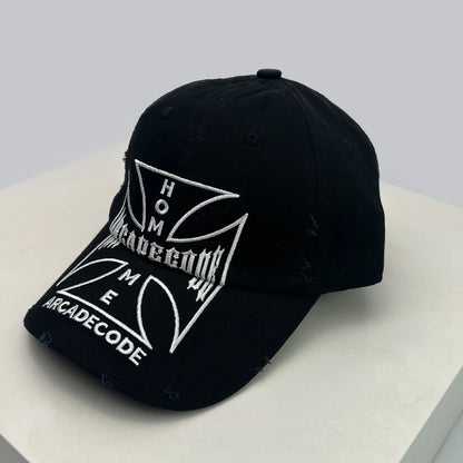 Unisex-baseballkasketter i brudt stil med broderet bull's-eye-kors, solskærm, personlige og alsidige kasketter med skygge, street fashion, hiphop