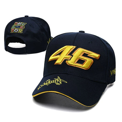 Boné de basebol unissexo hip-hop com letras, ajustável, n.º 46, design F1 Racing e motociclismo, para desporto ao ar livre, casual, com proteção solar para homem