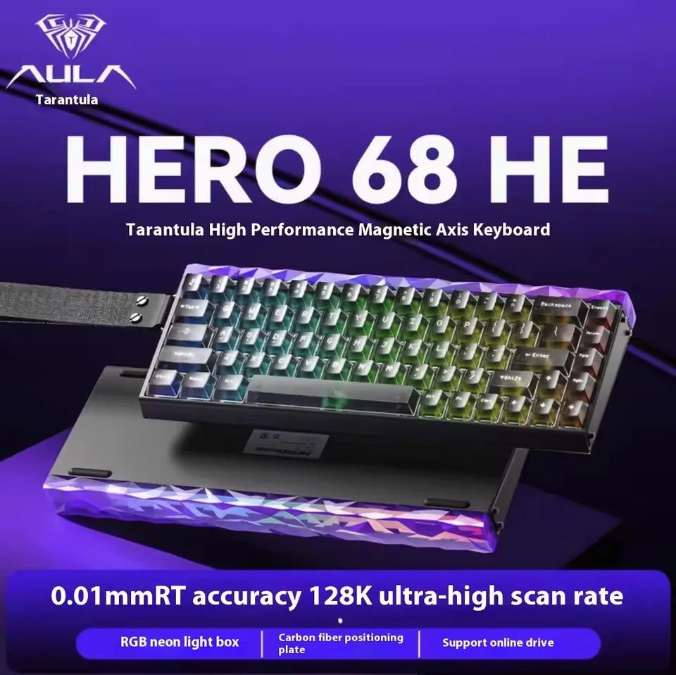 AULA HERO68 HE Magnetic Switch Keyboard Rapid Trigger 8K Polling Rate Esports Gaming Keyboard RGB Wired Mechanical Keyboard