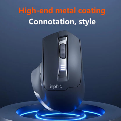 INPHIC Silent Office Mouse Battery Level Display 2400DPI Wireless Mouse Suitable for Desktop and Laptop Computers