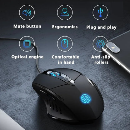 Inphic W1 Wired Gaming Mouse USB Esports Mouse with Adjustable DPI, Programmable Macro Buttons, Silent Click Office & Gaming Mouse