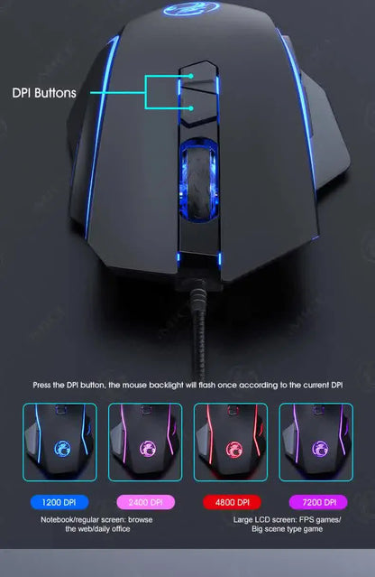 USB Wired Optical Gaming Mouse Ergonomic Mice 7200 DPI Gamer Mice 6 Buttons Gaming Mice for PC Gamer Computer Desktop