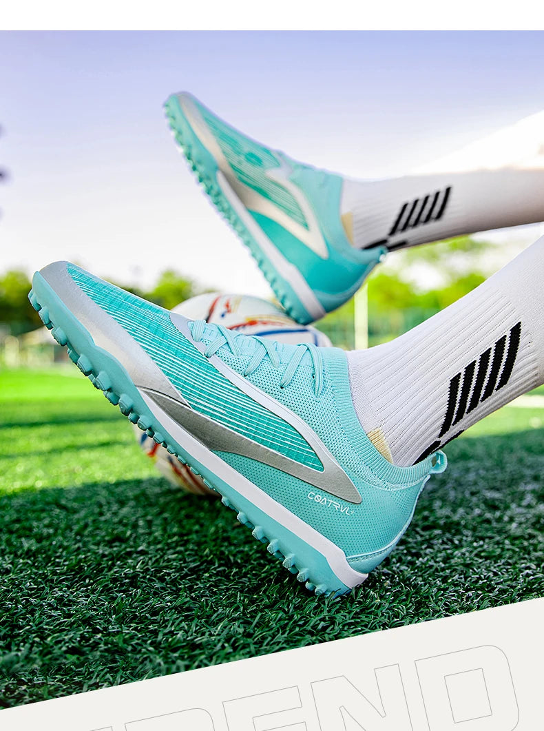 Botas de fútbol para hombre, tacos de exterior transpirables para adultos, antideslizantes, zapatillas deportivas de fútbol con tacos largos para entrenamiento y partido, cómodas para chicos