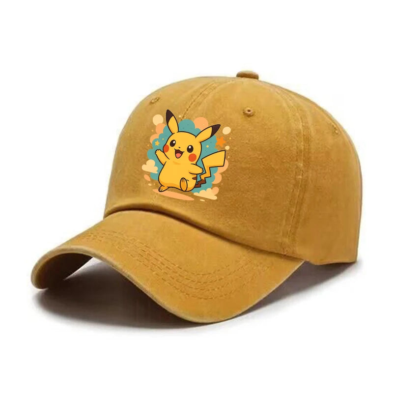 Kawaii Pokémon-baseballkasket til voksne, vasket, Pikachu, Mewtwo, Bulbasaur, kasket med skygge, sød tegneseriefigur, til mænd og kvinder, rejse, solskærm, strandhat