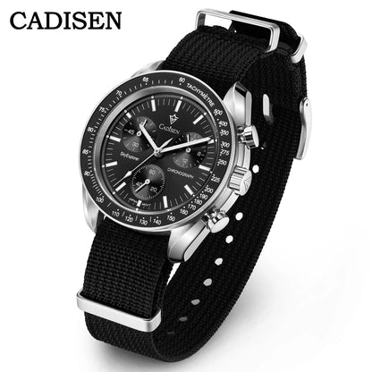CADISEN New Men's Watches Luxury Quartz Wrist Watch For Men Sapphire AR Coated Crystal Canvas VK68 Speed Chronograph Automatic