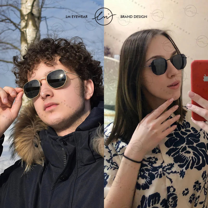 LM Kvinder Hexagon Solbriller Mænd Retro Polariserede Kørselsbelagte Spejlbriller UV400 Briller gafas de sol