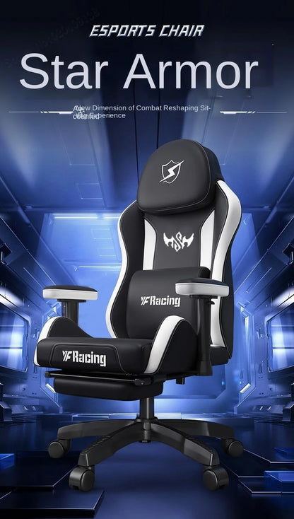 Gaming Chair with Latex Seat Cushion, Four-stage Pneumatic Cylinder, Removable Dual Headrest Adjustable Backrest, Office Chair