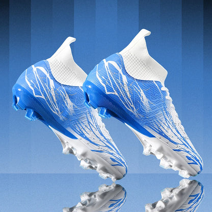 Nouvelles chaussures de football pour hommes, très vendues, chaussures de football à tige haute, crampons de futsal pour terrain en herbe, baskets d'intérieur de haute qualité, antidérapantes pour l'extérieur.