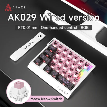 AJAZZ AK029 Wired One-Handed Gaming Keyboard with HE Magnetic Switch, 8000Hz RGB Mini Mechanical Keyboard, 29 Keys for PC Gaming