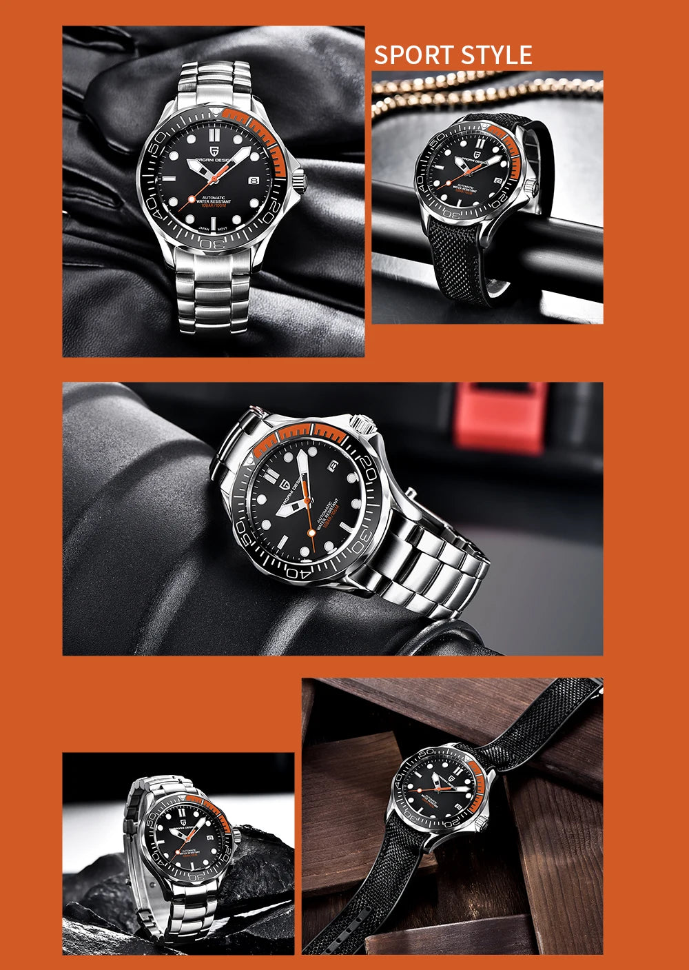 PAGANI DESIGN Men's Watches Mechanical Automatic Watch Sport Ceramic Bezel Luminous Stainless Steel Waterproof Top Watch for Men