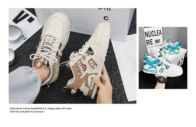 Nuove scarpe da uomo stile skateboard, sneaker estive in pelle casual fashion outdoor per running, sport, trekking e tennis, platform di lusso firmate