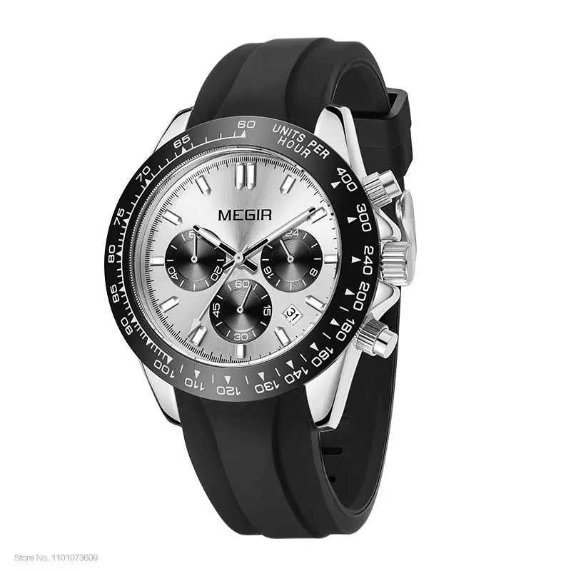 Montre homme MEGIR, marque de luxe, montre de sport à quartz, bracelet en acier inoxydable, étanche, chronographe, montre-bracelet