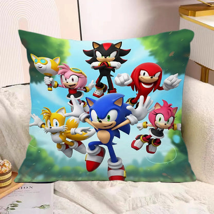 Cartoon Pillow Covers Cartoon Sofa Decorative Home Double-sided Printing Short Plush Cute Cushion S-Sonic The H-Hedgehog Cover