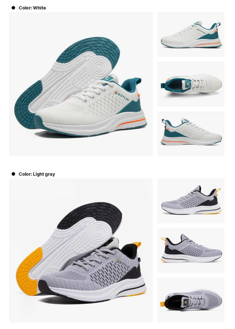 Scarpe da running leggere Baasploa da uomo, confortevoli sneaker casual da uomo in mesh di design, con lacci, per sport all’aperto e tennis