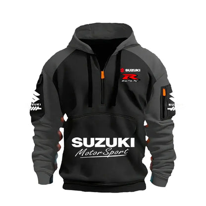 2025 Suzuki Logo Hoodie Motorcycle Racing Cycling Sweatshirt Racing Clothing Sweatshirt Half Zipper Multi-pocket Zipper Hoodie, Produit gaming premium Fraquane, produits de luxe, nouvelle génération, équipement gamer