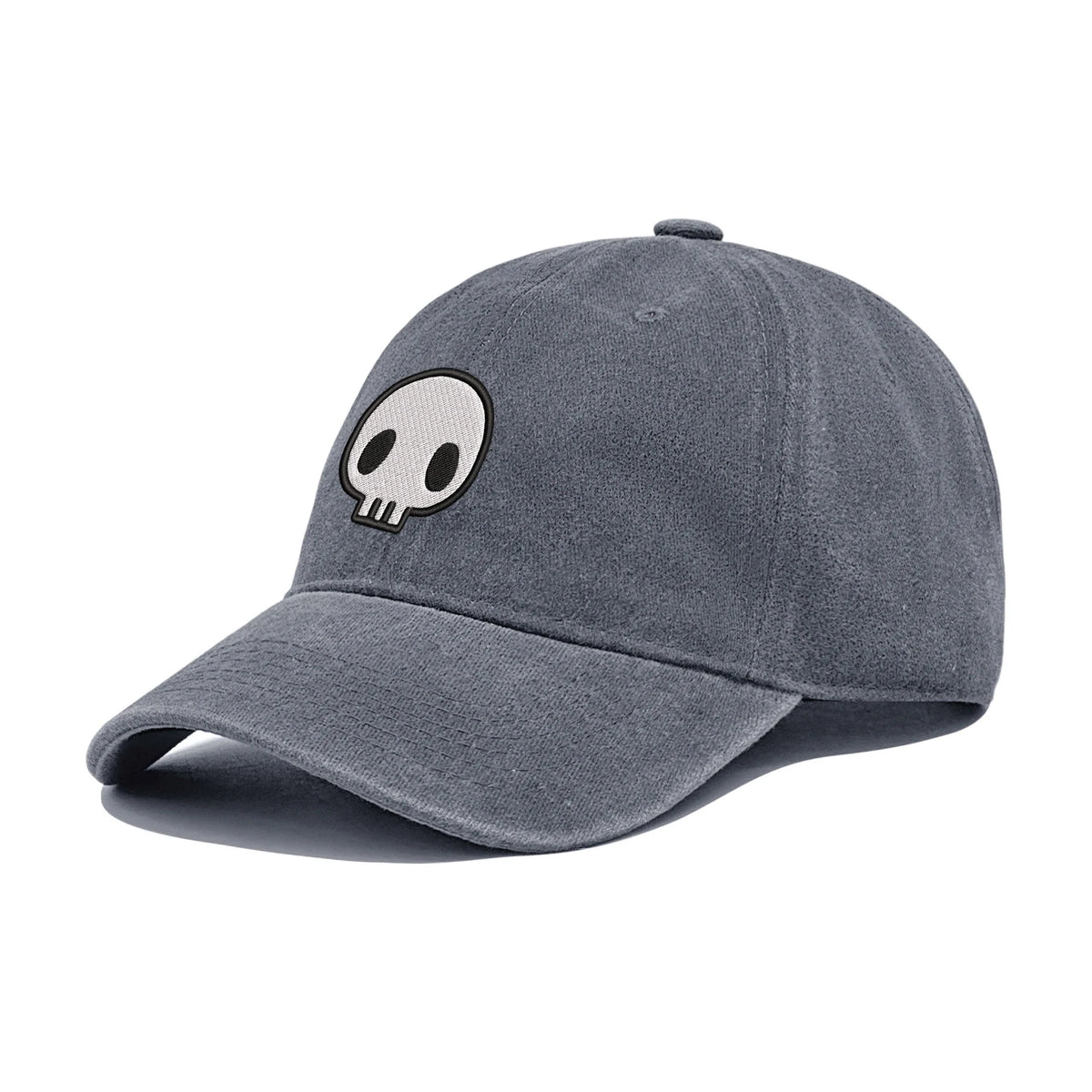 Retro-Baseballkappe im Washed-Distressed-Look mit Totenkopf-Stickerei, Dad-Hat für Damen und Herren, lässige, verstellbare Outdoor-Sonnenkappe 260617