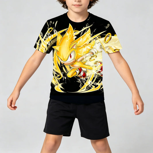 Men T Shirt Women Tee Boys Girls Top Adults Children Parent Child quick dry kid Tshirts Sonic The Hedgehog Anime Cartoon Print