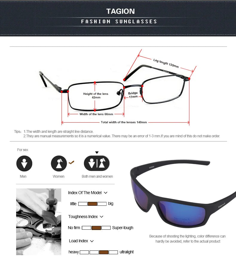 TAGION Sport Sunglasses Men Polarized Hipster Glasses UV400 Hiking Driving Glasses Lentes De Sol Hombre Polarizing Lenses TG5104