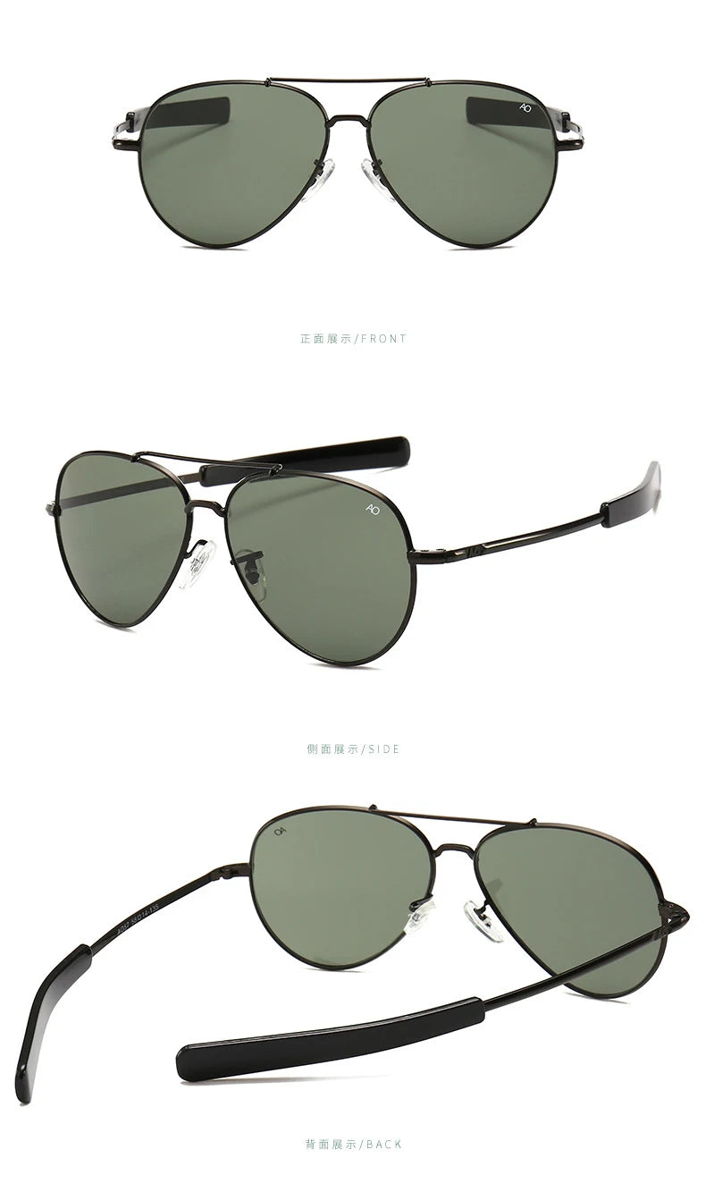 AO Aviation herre-retro-solbriller, moderigtige pilotbriller, American Optical solbriller til kvinder, unisex, metal, UV400 solbriller, Gafas AO57