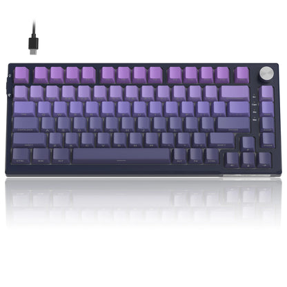 MageGee SKY81 Teclado mecánico gaming 75%, RGB, gasket, hot swappable, con cable, personalizable, sonido cremoso, amortiguación acústica y perilla