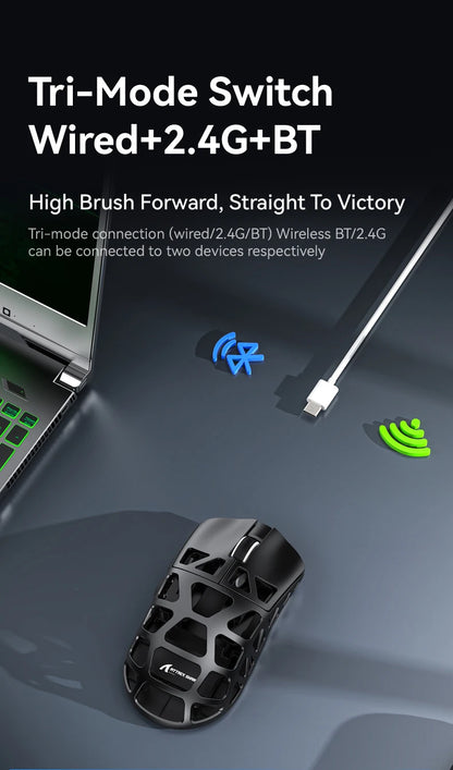 ATTACK SHARK R3 gamingmus i magnesiumlegering med bikakestruktur, ultralätt 8K Hz, PAW3395-sensor, 26000 DPI, ergonomiskt skal