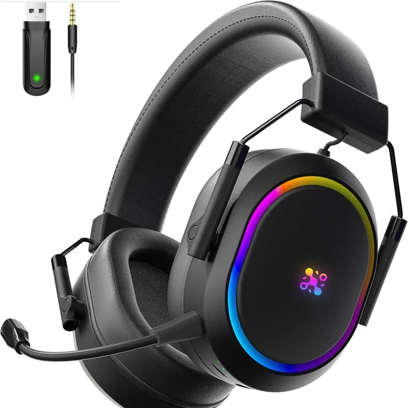 LDON casque de jeu sans fil pour PS5 PS4 Bluetooth 2.4GHz casque avec son Surround mousse mémoire pour Switch ordinateur portable Mobile Mac
