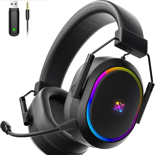 LDON casque de jeu sans fil pour PS5 PS4 Bluetooth 2.4GHz casque avec son Surround mousse mémoire pour Switch ordinateur portable Mobile Mac