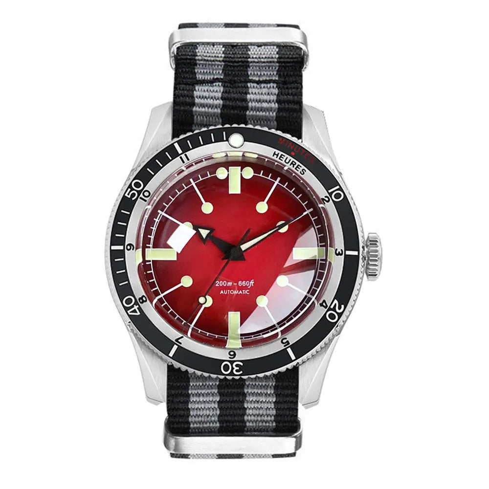 Tandorio NH35A PT5000 Mechanical Men's Watch 20BAR Waterproof Sapphire Luminous Red Black Dial Stainless Steel Bracelet New Clock