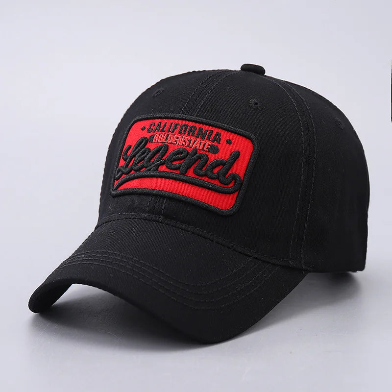 3D letter embroidered baseball cap, all cotton LEGEND washed curved brim hat, suitable for outdoor sports and sun protection