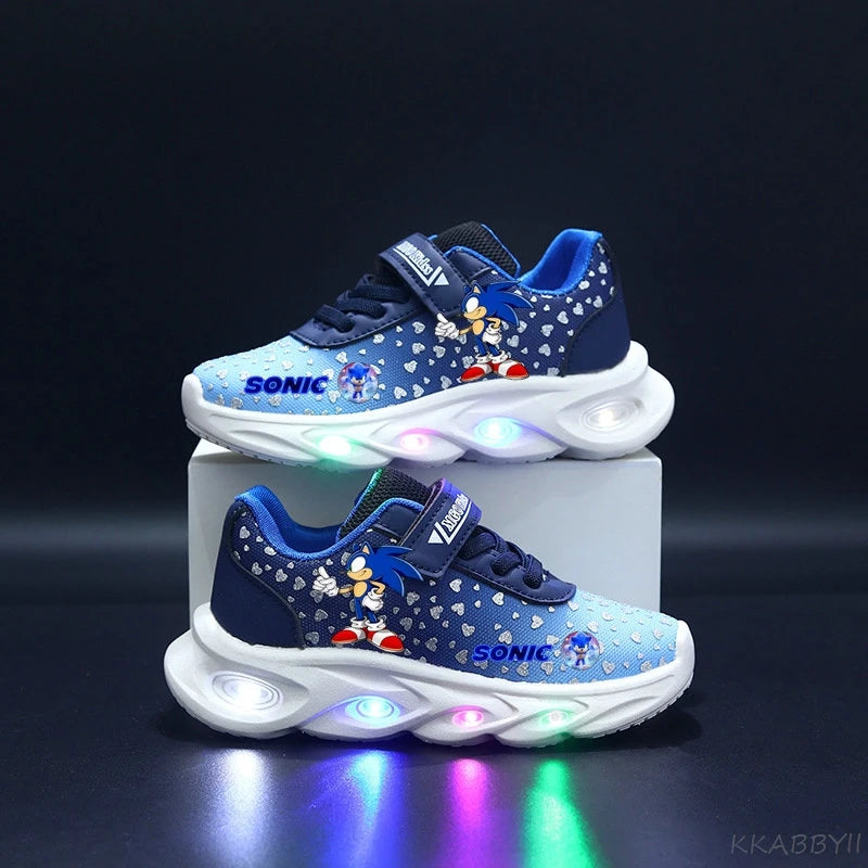 Sonic Sport Shoes Spring Luminous Fashion Breathable Net Shoes LED Sneakers with Light Running Shoes