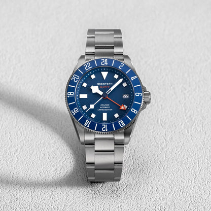 SEESTERN Diver Man Watch Titanium Automatic GMT Mechanical Wristwatch NH34 Movement Sapphire Crystal 20ATM Waterproof Lume S462
