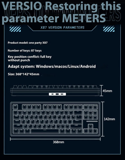EWEADN X87 Pro Ergonomics Keyboard Mechanical Kids Side Engraving Wireless Bluetooth Triple Gaming 2.4G RGB 87 Layout Customized