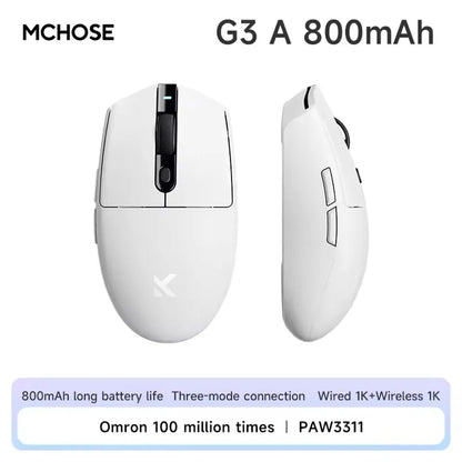 Mouse da gaming wireless MCHOSE G3 V2 Pro Tri-Mode Bluetooth 800mAh ricaricabile, leggero, con ergonomia personalizzata per esports